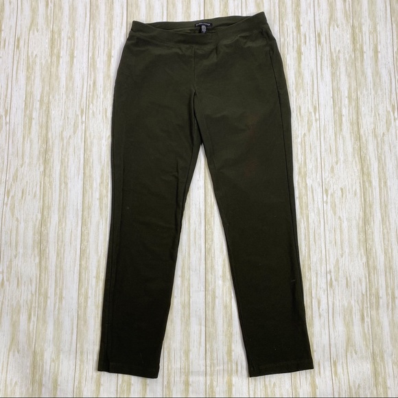 Eileen Fisher Dark Green Stretchy Pull On Cropped Pants - Picture 4 of 5